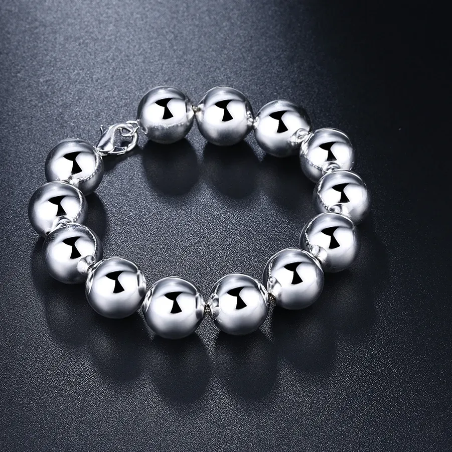 Authentic 925 sterling silver charm Wild 14MM Buddha beads chain Bracelets for women men Party Wedding Accessories Jewelry Gifts