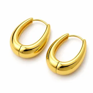 Authentic Radiant Orbit Gold-Plated Oval Hoop Talisman - Sacred Geometry Dangle Earrings