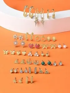 Authentic Celestial Heritage Stud Earrings - Sacred Geometry Gold Plated Talisman Combo
