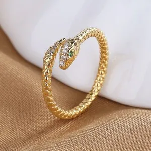 Authentic Embracing Serpentine Wisdom: 18K Gold Plated Adjustable Ring