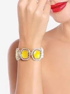 Authentic Women's Gold Plated Bracelet Kundan Party Wedding Jewelry Party Wear