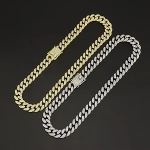 Authentic 18k Gold Plated Cuban Link Chain Choker Necklace Bracelet Set