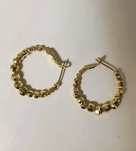 Authentic Gold-plated Polygonal Perforated Beads Cluster Versatile Hoop Earrings