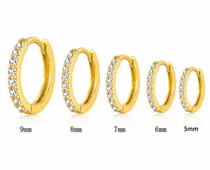 Authentic Gold Plated Hoop Earrings Jewelry With Cubic Zirconia, Women, Men