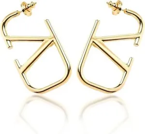 Authentic 18K Gold Plated Luxury V Stud Earrings for Women - Jewelry