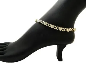 Authentic Women Iced Gold plated XO Chain 10" 11" 12" Chain Bracelet Anklet