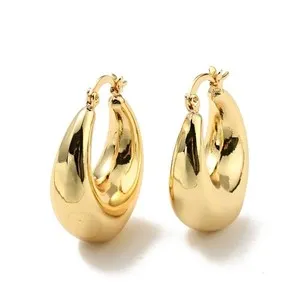 Authentic Hoop Earrings 18K Gold Plated Teardrop 1.28 in Women Jewelry E69