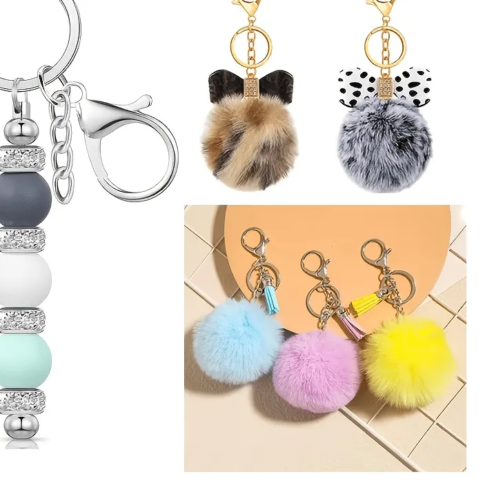 Authentic 24pcs Blank Key Rings With Chains And Lobster Claw Clasps DIY Keychain Craft Making Jewelry Supplies Modern Essential Handicraft