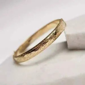 Authentic Vintage & Estate Style 7.5" Bangle Bracelet 14k Yellow Gold Plated