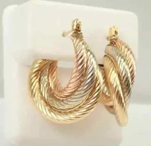 Authentic Celestial Harmony Tri-Gold Trinity Hoop Talisman - Sacred Alchemy Earrings
