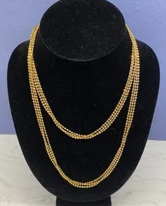 Authentic Vintage Estate Gold-Plated Triple Strand Ball-Chain Necklace 36” Joan Rivers Tag