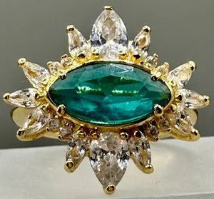 Authentic The Azure Gaze - Marquise Teal Crystal Divination Ring