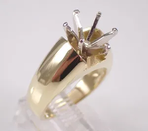 Authentic Estate Vintage Semi Mount Solitaire Engagement Ring 14K Yellow Gold Plated