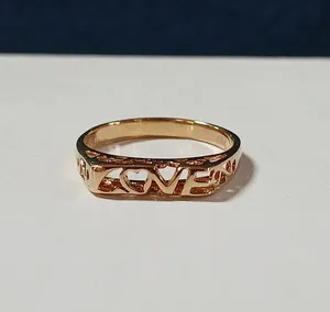 Authentic Vintage Estate Gold Plated Sterling Silver Filigree LOVE Word Ring Vermeil Sz 7