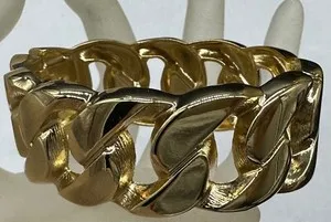 Authentic ESTATE GOLD PLATED CHAIN LINK HINGED BRACELET MEN WOMEN