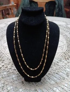 Authentic Vintage NAPIER Gold Plated Diamond Cut Chain Link Necklace Layer Estate 29" Long
