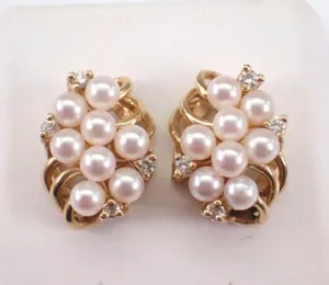 Authentic Celestial Luminance Genuine Pearl Vintage Estate Stud Talisman - 14K Gold Plated Harmony Amulets