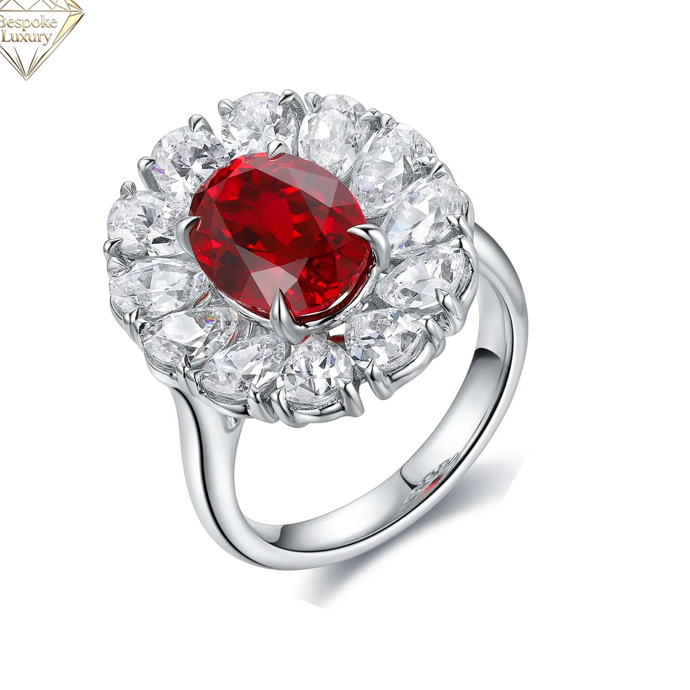 Authentic MuShan Designer Jewelry 925 Sterling Silver Ring Lab Grown Sapphire Princess Elegant Ring for Women 18K Gold Plated Estate Rings
