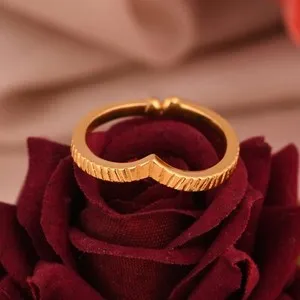Authentic 18K Gold Plated Texture Wishbone Ring Curved Stacking Ring Stacking Ring Jewelry