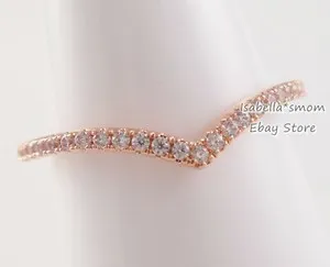 Authentic SPARKLING WISHBONE Authentic PANDORA Rose GOLD Plated Ring 186316CZ-58 Sz 8.5