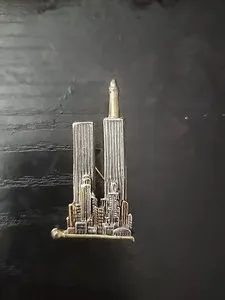 Authentic Twin Towers of Ascension: Gold Plated Silver Pin of Unity