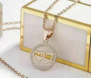 Authentic Twin Heart Rose‑Gold Amulet – 1‑Carat Simulated Diamond of Love