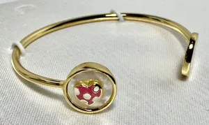 Authentic Twin Stars Gold‑Plated Polka‑Dot Heart Bracelet
