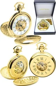 Authentic Twin‑Lid Radiant Skeleton Watch: 17‑Jewel Gold‑Plated Timekeeper of the Mount Royal Order