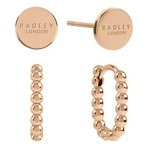 Authentic Radley Ladies Rose Gold Plated Huggie Earrings Twin Pack RYJ1458S