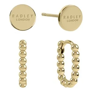 Authentic Radley Ladies 18ct Gold Plated Huggie Earrings Twin Pack RYJ1456S
