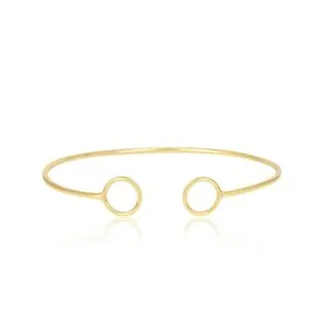Authentic Twin Open Circle Cuff Bangle in Yellow Gold Plated Minimalist Jewelry For
