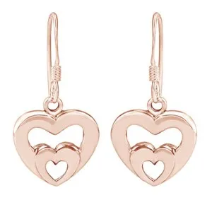 Authentic Eternal Resonance Twin Heart Dangle Earrings in 14K Rose Gold