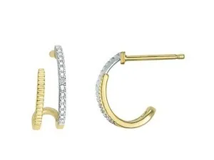 Authentic Celestial Twin Flames: Twin Hoop Earrings in 14K Yellow Gold Plated Sterling Silver