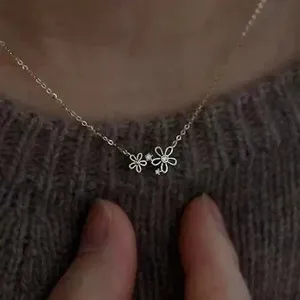 Authentic Twin Blossom Moonlit Moissanite Pendant – 14K White Gold Plated