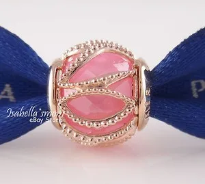 Authentic INTERTWINING RADIANCE Genuine PANDORA Rose GOLD Plated/PINK Charm/Bead 2017