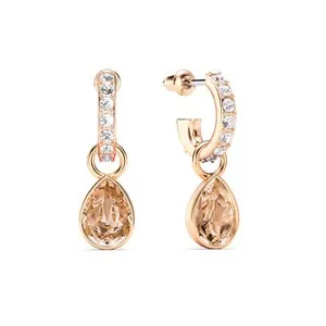 Authentic Petite Teardrop Light Peach Crystals Drop Earrings Rose Gold Plated