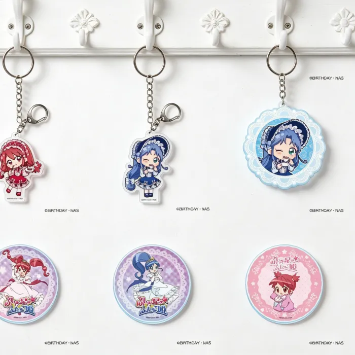 Authentic Twin Princesses of the Wonder Planet Fine And Rein Q-style Acrylic Pendant Keychains bag decorations Fans Gifts
