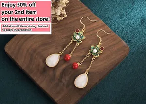 Authentic Celestial Dance of Jade and Gold: Bohemian Earrings with Enchanted Flower Charm