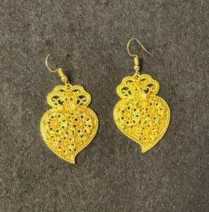 Authentic Whispers of Viana: Golden Heart Bohemian Earrings