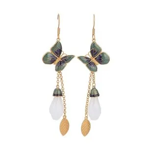 Authentic Bohemian Turquoise Gemstone Drop Earrings – Dainty Jewelry Gold Plated Hook Chic