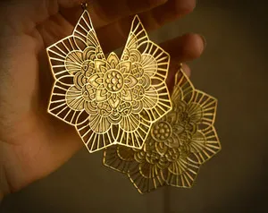 Authentic Golden Lotus Bloom Bohemian Talisman Earrings