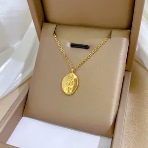 Authentic Bohemian Gold Plated Rose Flower Titanium Pendant Necklace Women's Jewelry