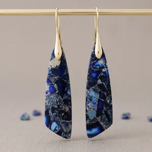 Authentic Celestial Blade Talismans: Blue Imperial Jasper Dagger Earrings