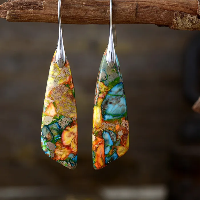 Authentic Ethereal Bohemian Natural Stone Sanctuary Earrings - Vintage Earth Resonance Talisman