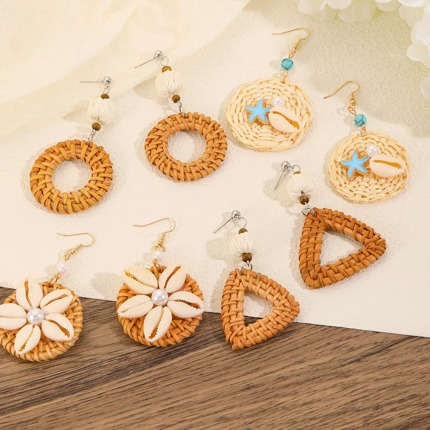Authentic Summer Bohemian Handwoven Drop Earrings Jewelry Ancient Town Style Beach Earrings Pendientes