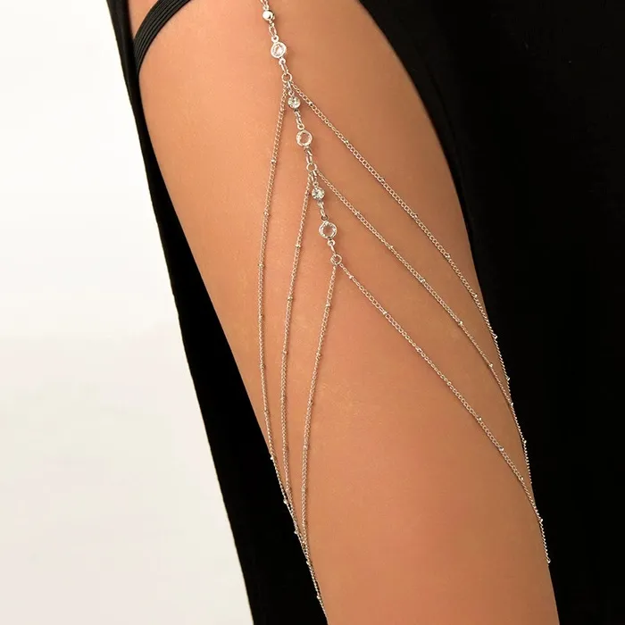 Authentic 2025 Women Bohemian Thigh Chain Simple Star Body Chains for Women Double-layer Metal Bodychain Thigh Jewelry Leg Cha