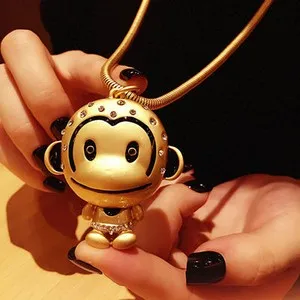 Authentic Gold Plated Silver Monkey pendant necklace with 18" Chain Box L27