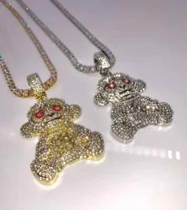 Authentic Gold Plated NBA Youngboy Monkey & 1 Row Simulated Diamond Chain Necklace