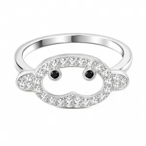 Authentic 18K Gold Plated Monkey Face Ring - CZ Promise for Her, Elegant Daily Wear