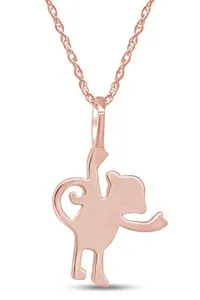 Authentic Monkey Charm Pendant Necklace in 14k Rose Gold Plated Sterling Silver